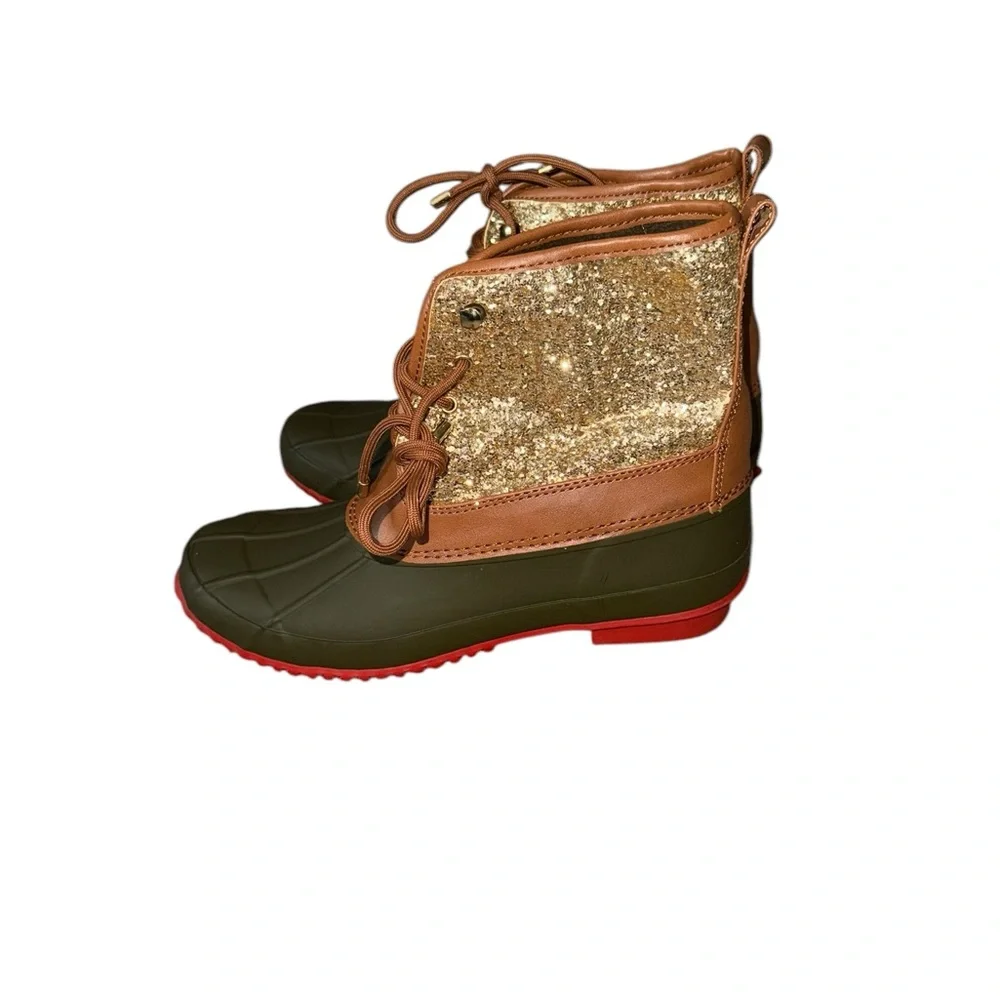Gianni Bini Gold Sparkle Duck Boots Womens 8 - Picture 6 of 8